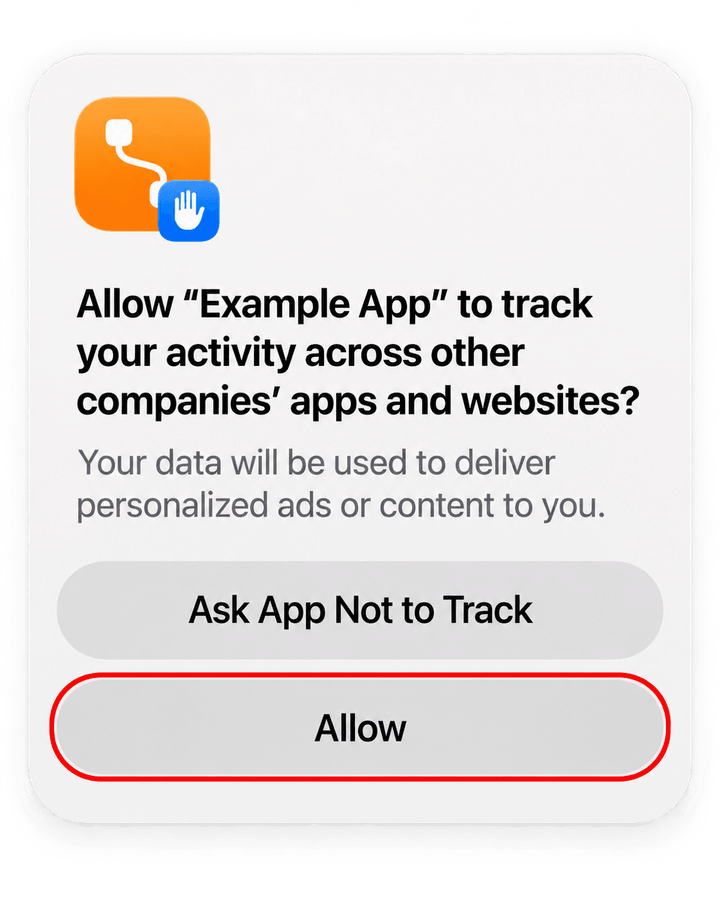 Tap Allow when the app asks to track your activity